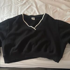 Black V-Neck Women's Top